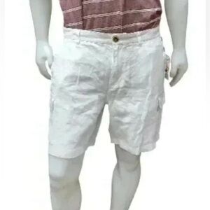 C&C California NWT 100%  Linen White Cargo Shorts Size 36